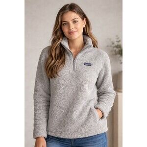 Patagonia Los Gatos Womens Pull Over Fleece Sherpa 1/4 Zip Sweater Jacket XL